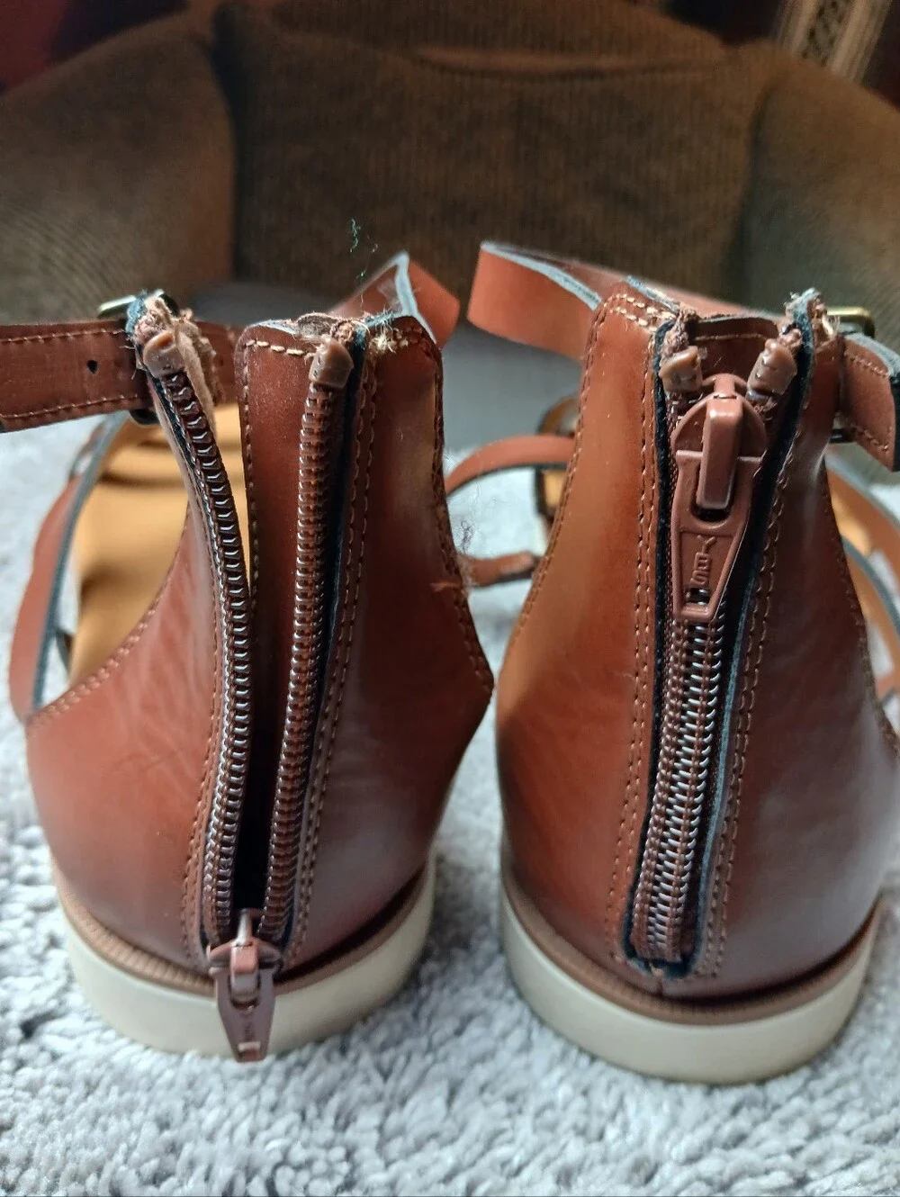 a.n.a Ana Natalia Brown Strappy Zip Back Gladiator Sandals 11M